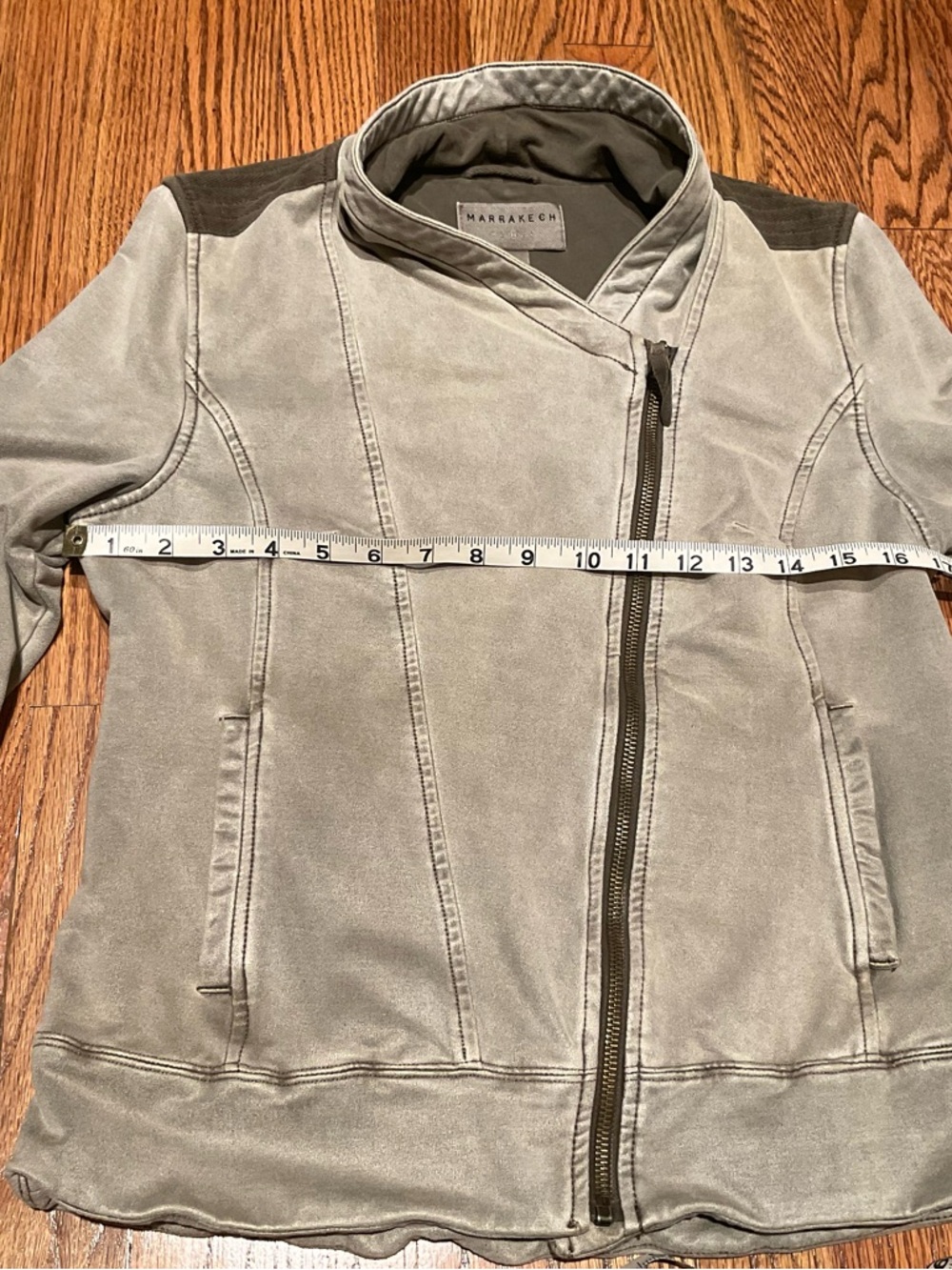 Marrakech Women’s Small Gray Faux Suede Moto Jacket Asymmetrical Zip Stretch